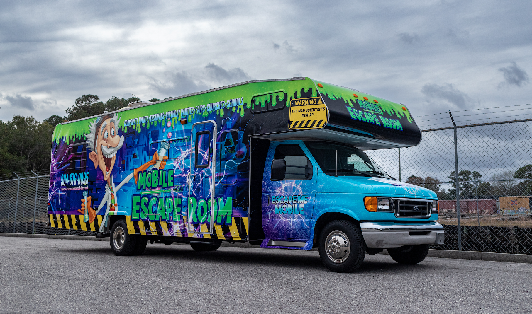 Ford van with mobile escape room graphics