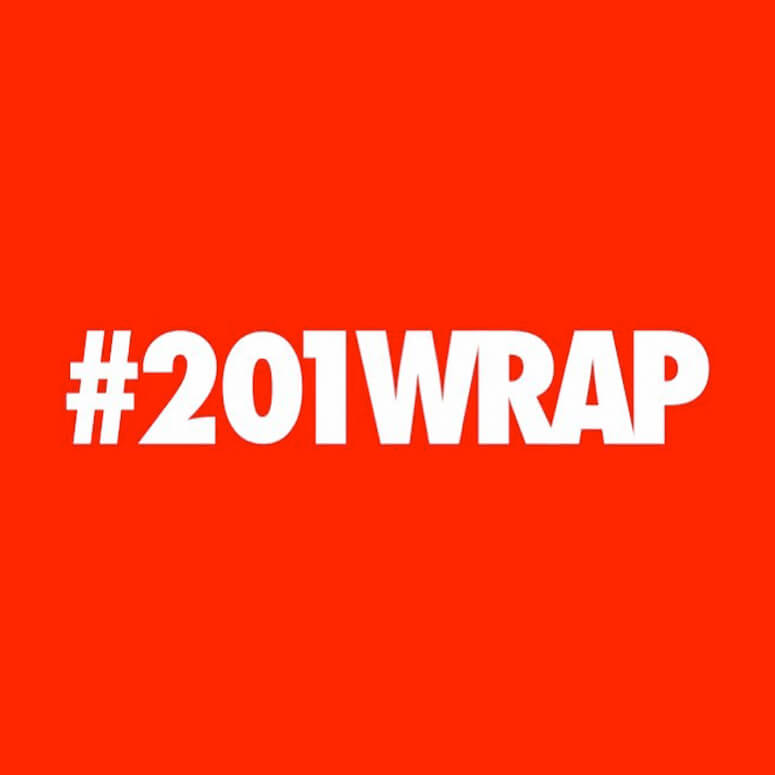 white 201wrap logo on a bright red background